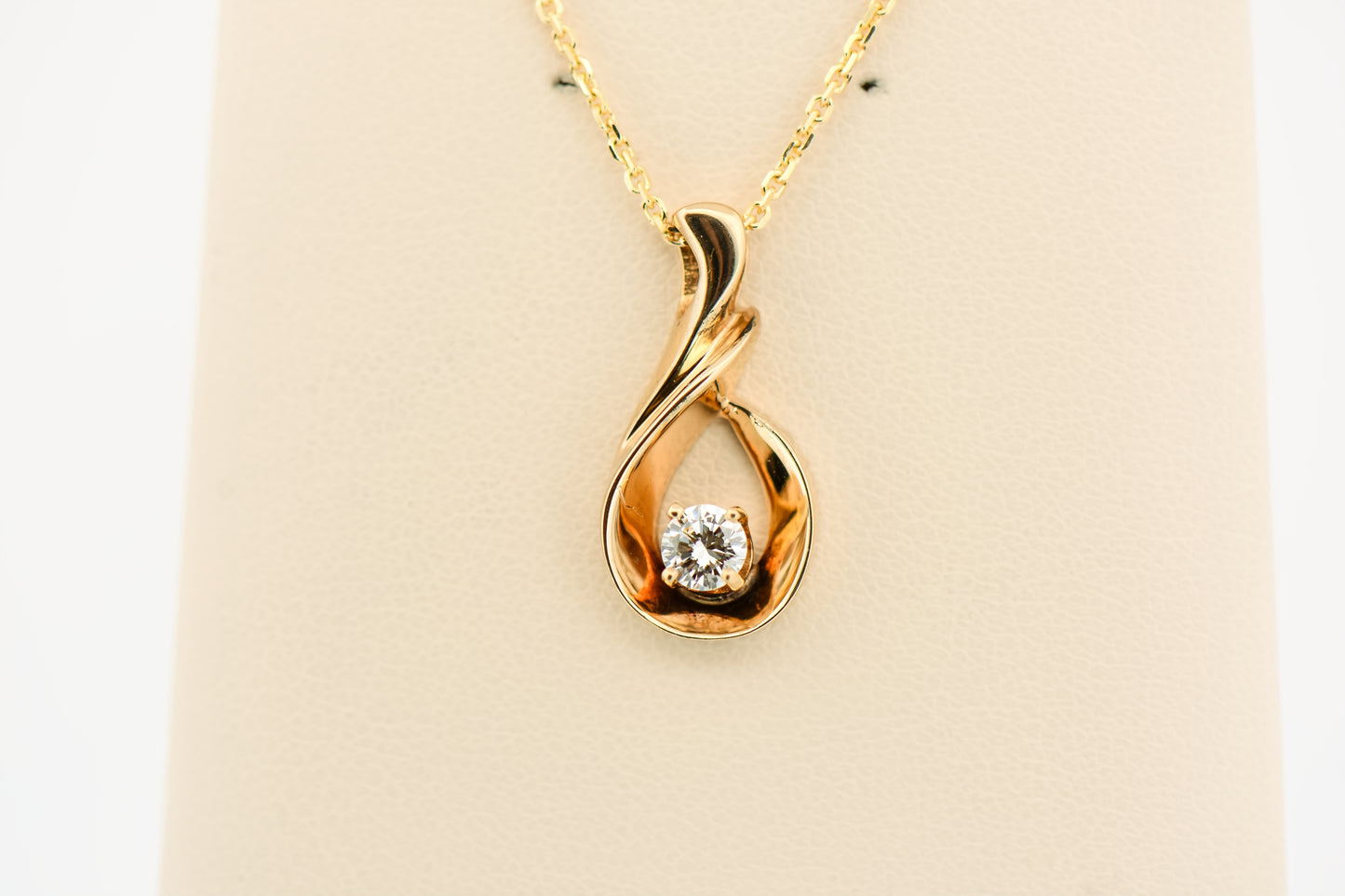 Estate Diamond Swirl Pendant in 14k Yellow Gold