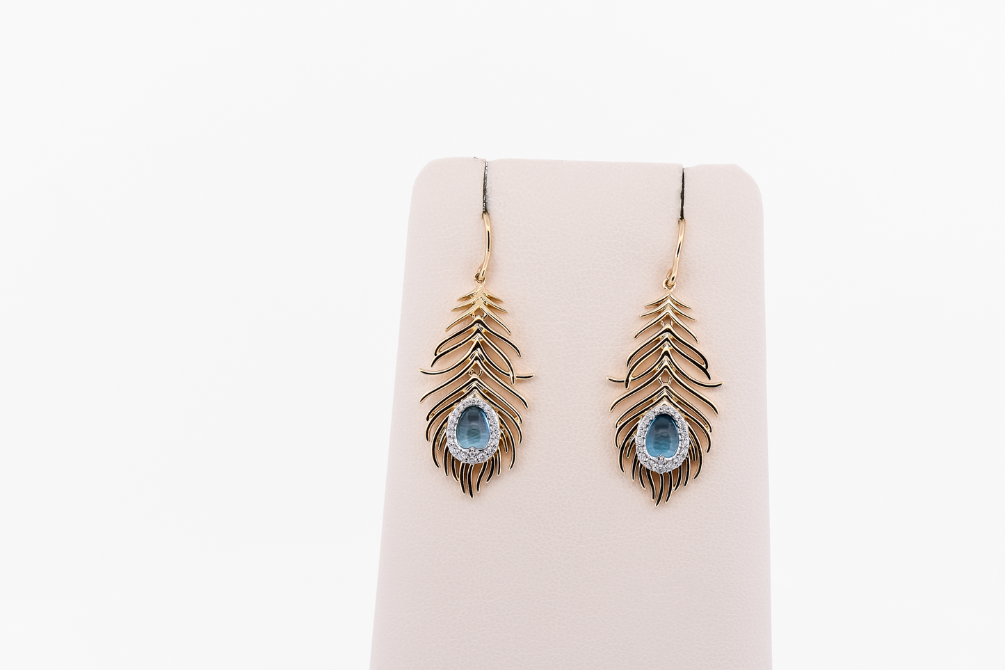 Estate Disney Enchanted Jasmine Earrings - Blue Topaz Feather Earrings