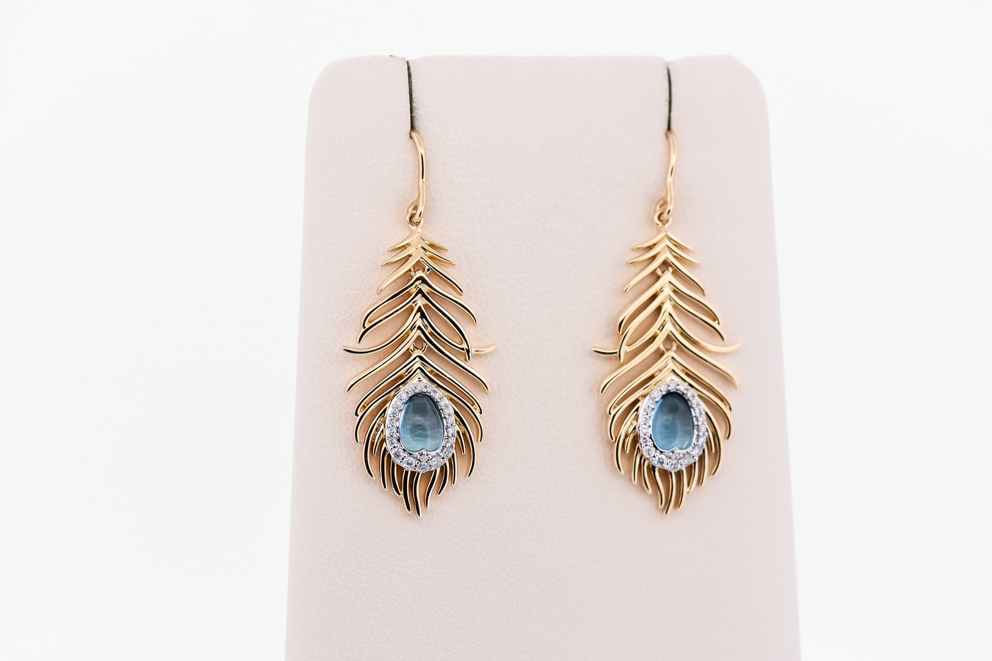 Estate Disney Enchanted Jasmine Earrings - Blue Topaz Feather Earrings