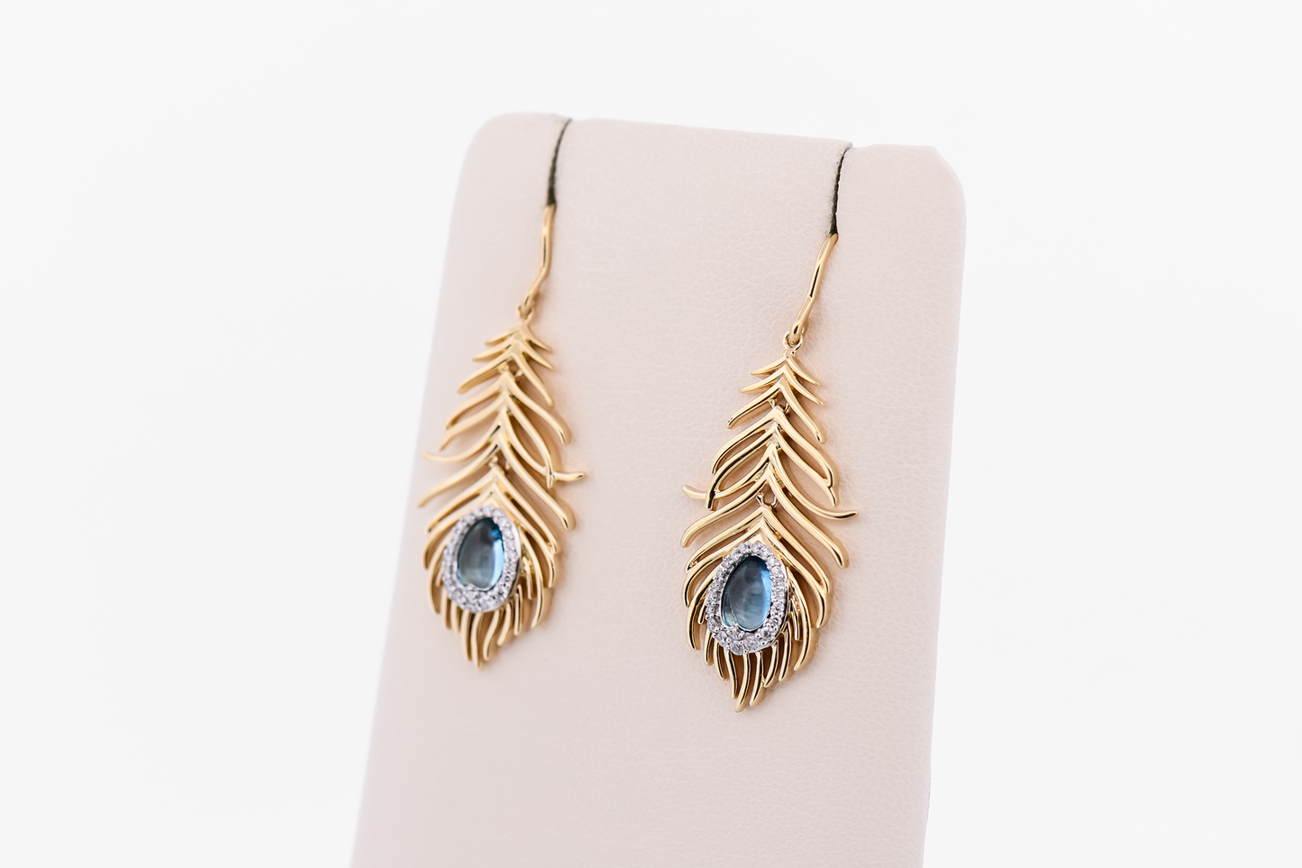Estate Disney Enchanted Jasmine Earrings - Blue Topaz Feather Earrings