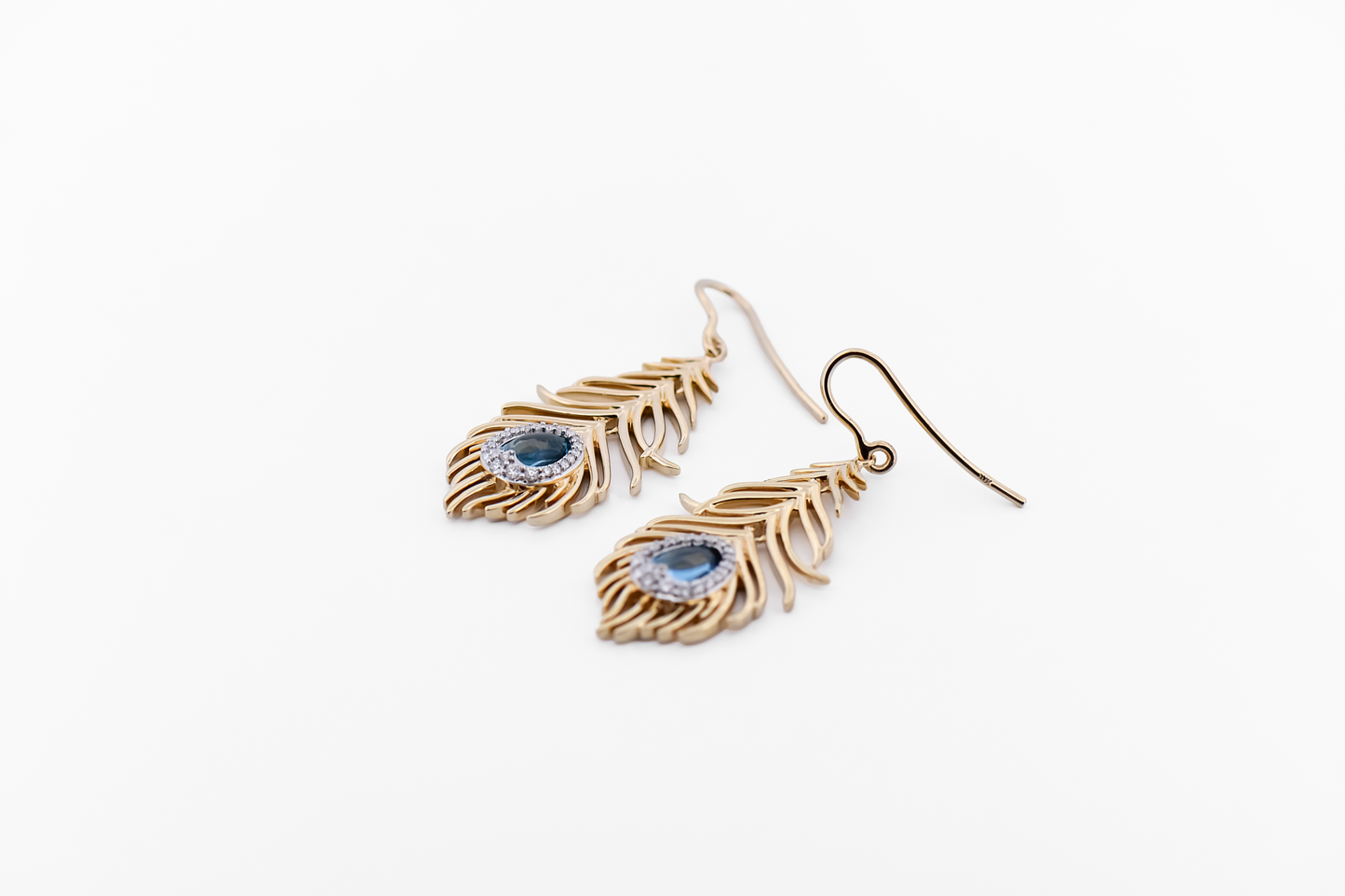 Estate Disney Enchanted Jasmine Earrings - Blue Topaz Feather Earrings