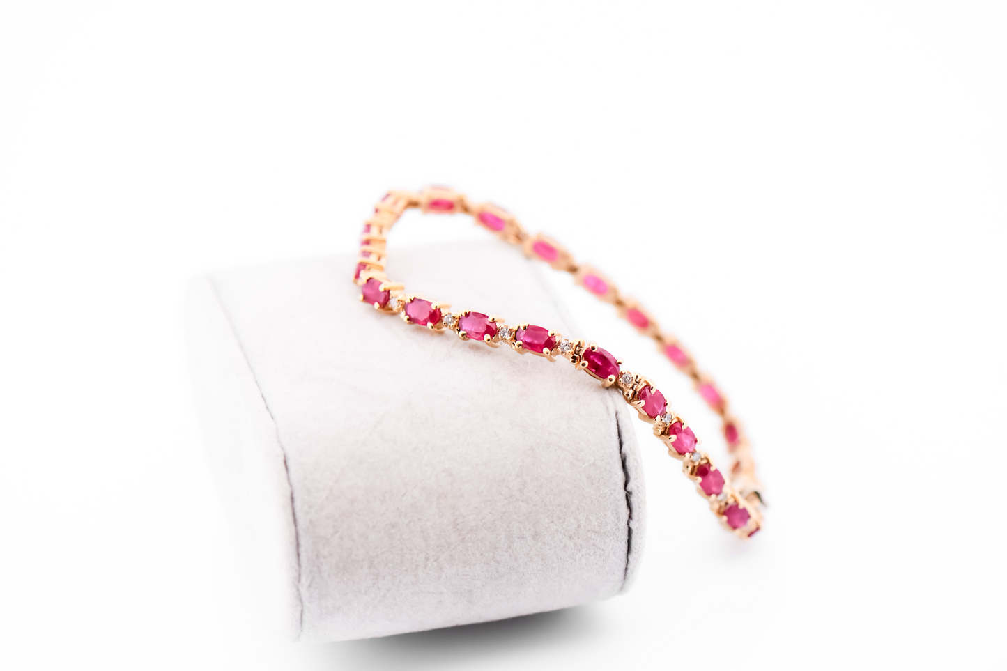 Estate Effy Ruby & Diamond Tennis Bracelet in 14k Yellow Gold