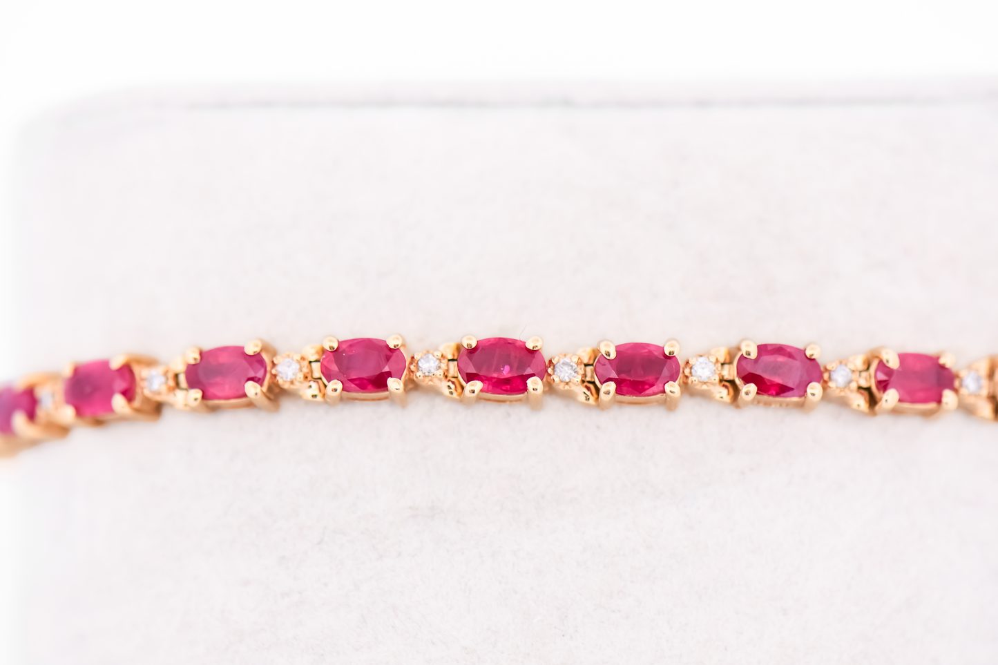 Estate Effy Ruby & Diamond Tennis Bracelet in 14k Yellow Gold