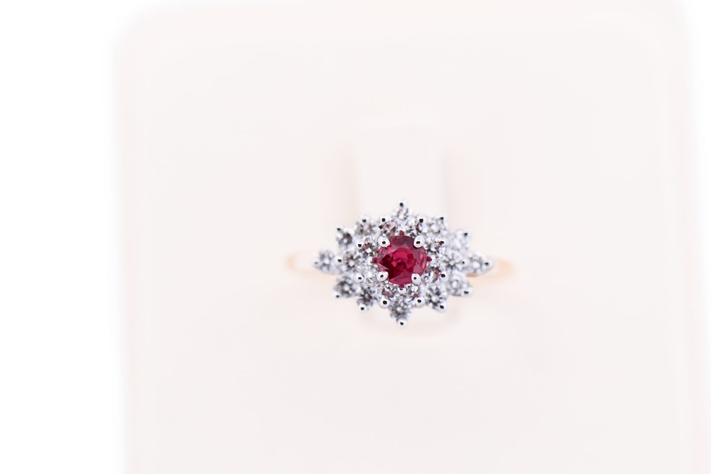 Estate Fine-Quality Ruby & Diamond Cluster Ring in 14k Two-Tone