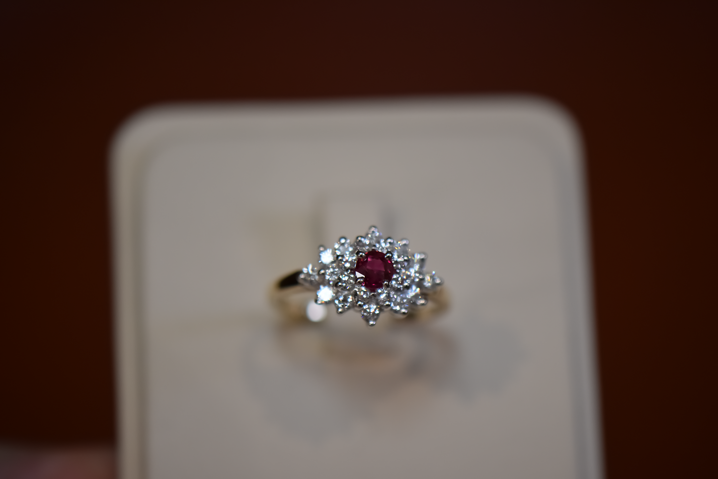Estate Fine-Quality Ruby & Diamond Cluster Ring in 14k Two-Tone