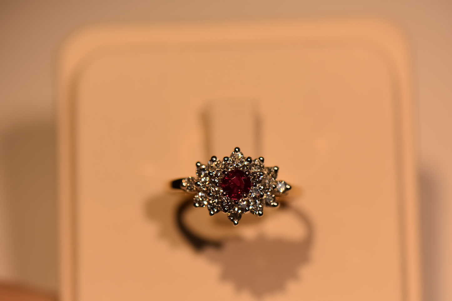 Estate Fine-Quality Ruby & Diamond Cluster Ring in 14k Two-Tone