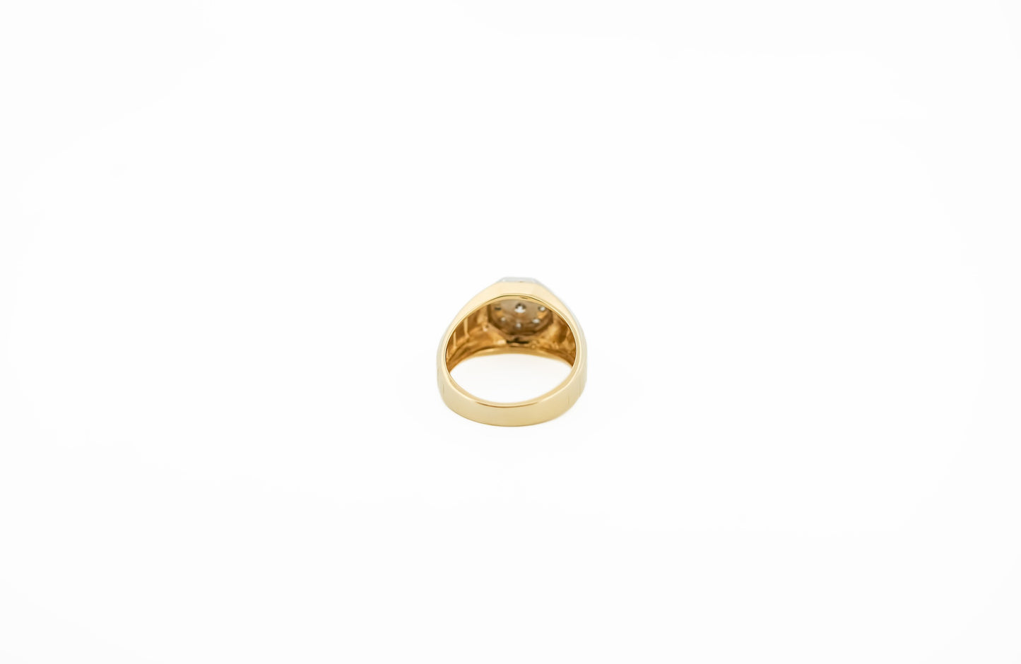 Estate Gold Gents Ring with Octagonal Diamond Cluster