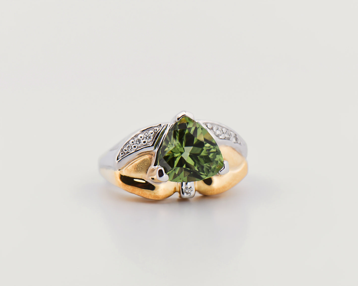 Estate Green Tourmaline Ring in Two-Tone Gold