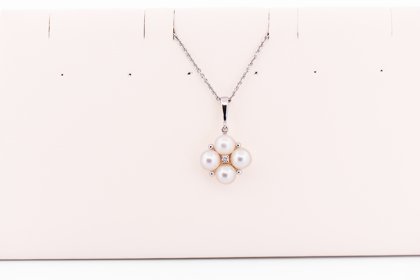Estate Japanese Akoya Pearl & Diamond Pendant in White Gold