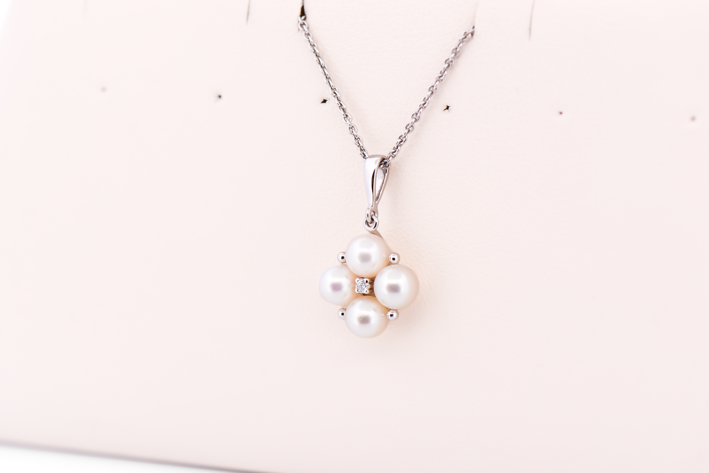 Estate Japanese Akoya Pearl & Diamond Pendant in White Gold