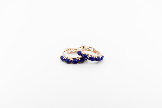 Estate Lapis Lazuli Hoops in Yellow Gold