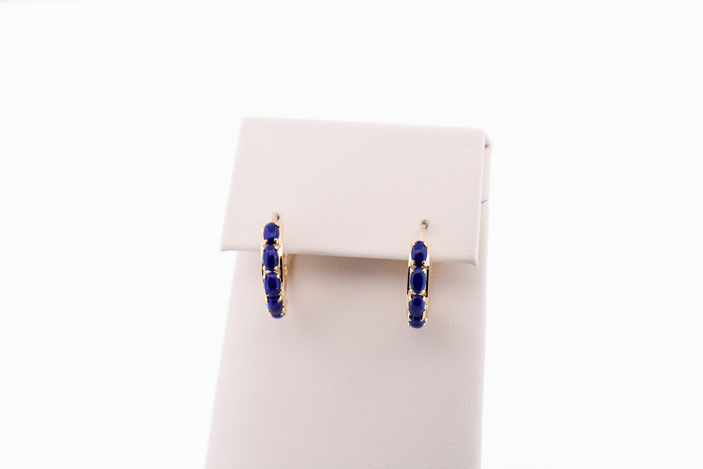 Estate Lapis Lazuli Hoops in Yellow Gold