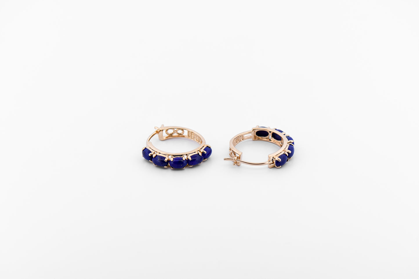 Estate Lapis Lazuli Hoops in Yellow Gold