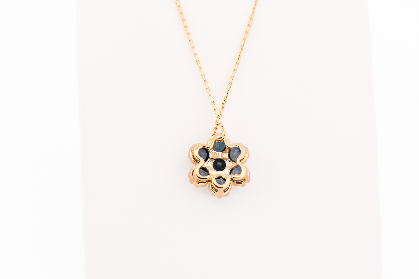 Estate London Blue Topaz Flower Cluster Pendant in Yellow Gold