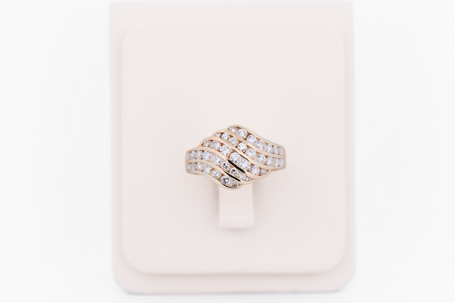 Estate Low-Profile Multi-Row Channel Set Diamond Right Hand Ring