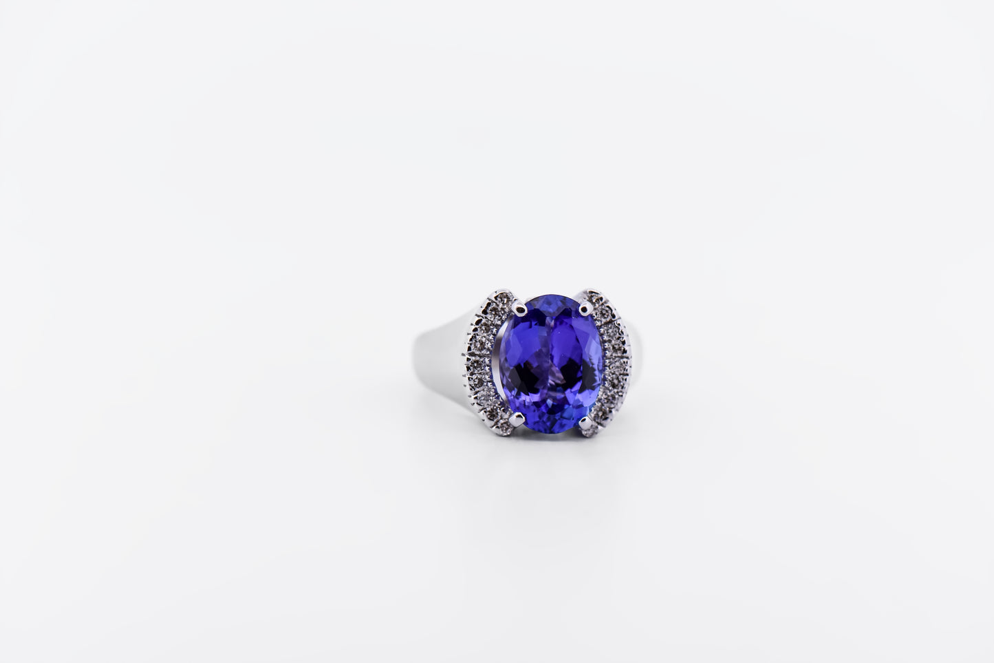 Estate Low-Profile White Gold Ring with 3.74ct Tanzanite