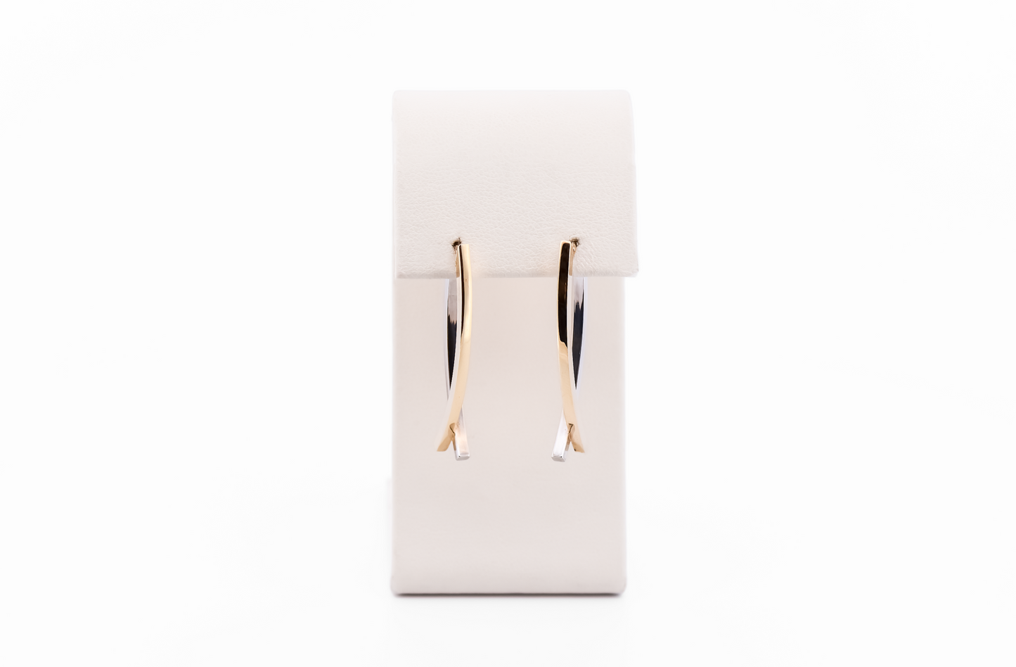 Estate Modern Two-Tone Gold Hoop Earrings