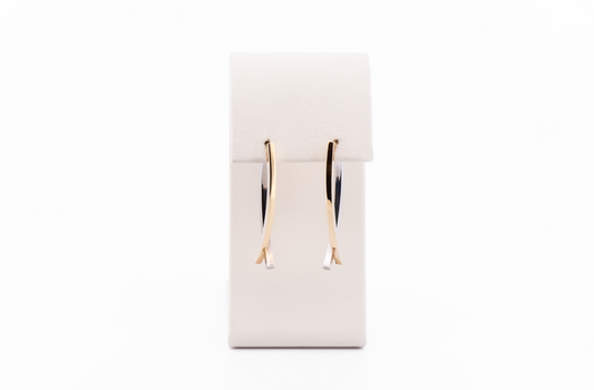 Estate Modern Two-Tone Gold Hoop Earrings