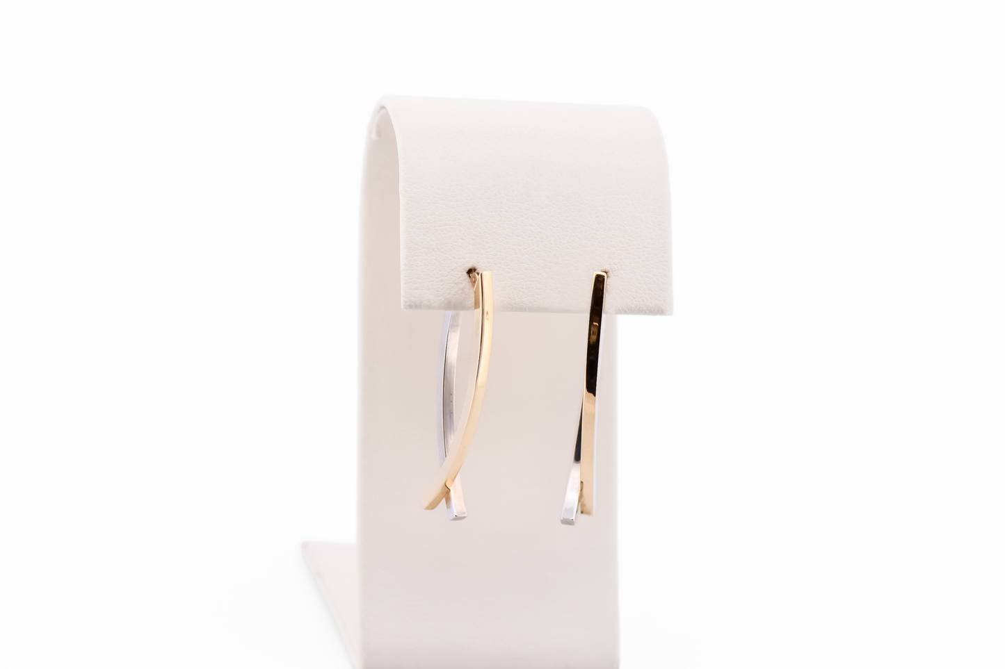 Estate Modern Two-Tone Gold Hoop Earrings