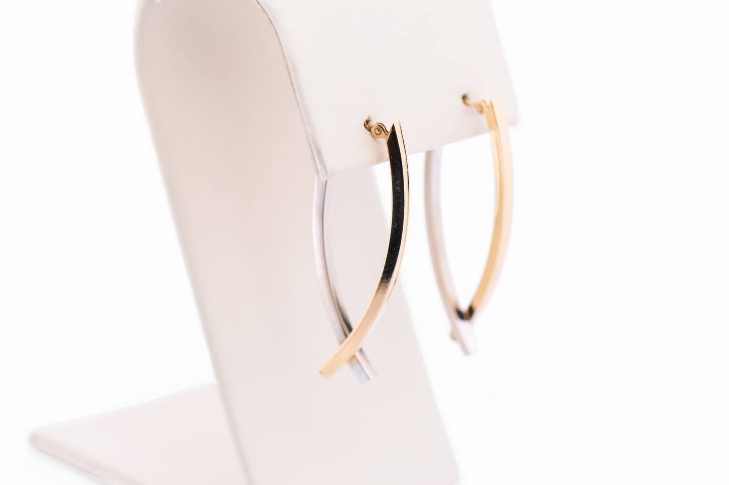 Estate Modern Two-Tone Gold Hoop Earrings