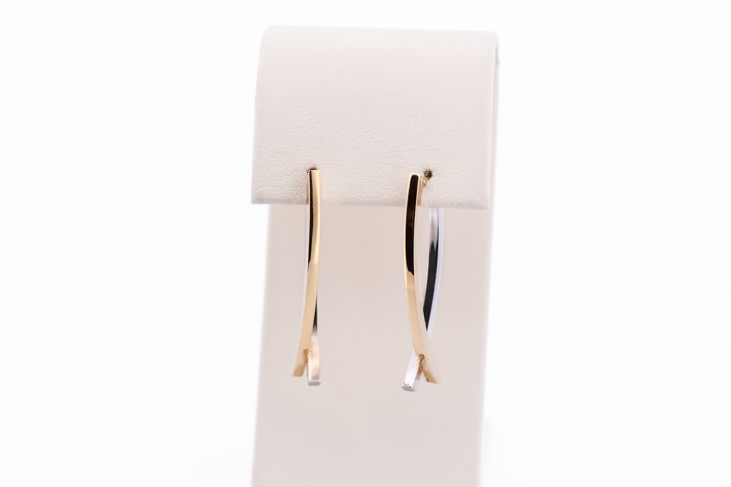 Estate Modern Two-Tone Gold Hoop Earrings