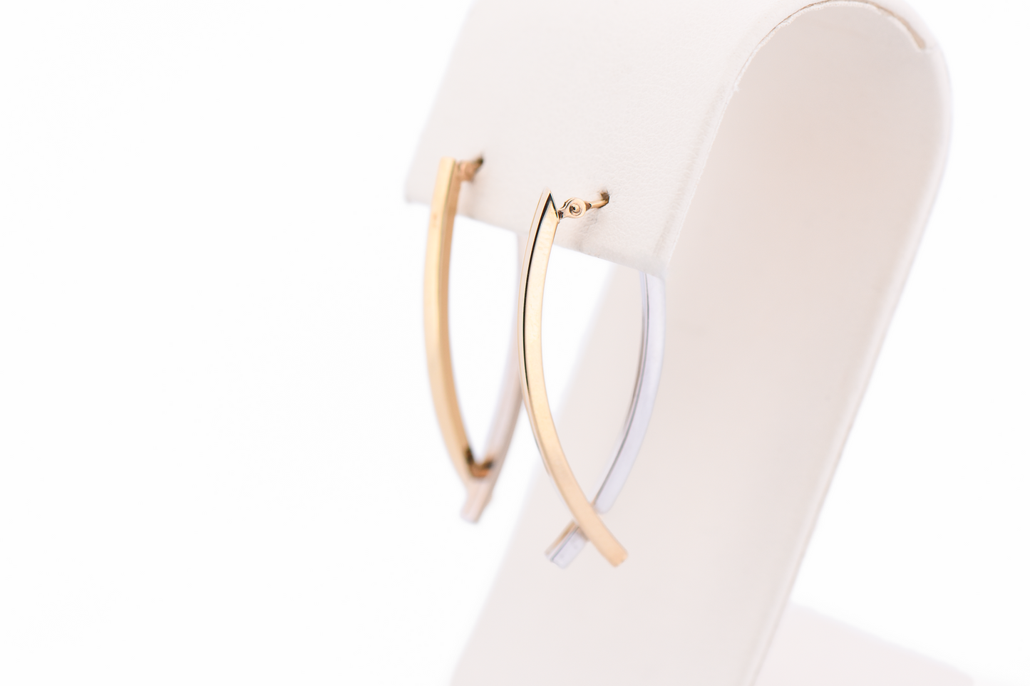 Estate Modern Two-Tone Gold Hoop Earrings