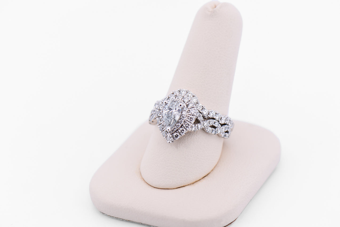 Estate Neil Lane Pear Shape Diamond Halo Bridal Set - Engagement Ring & Band