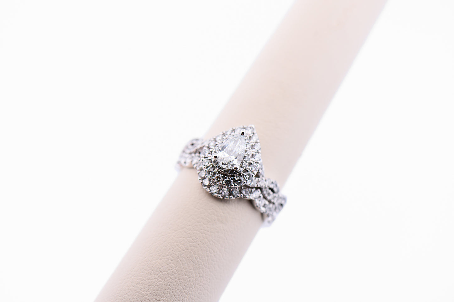Estate Neil Lane Pear Shape Diamond Halo Bridal Set - Engagement Ring & Band