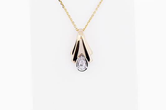 Estate Pear Shaped Diamond Slide Pendant in Two-Tone Gold