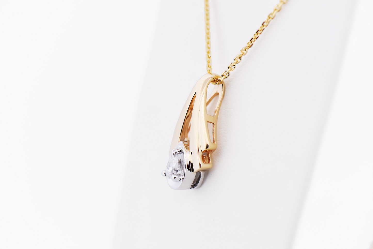 Estate Pear Shaped Diamond Slide Pendant in Two-Tone Gold