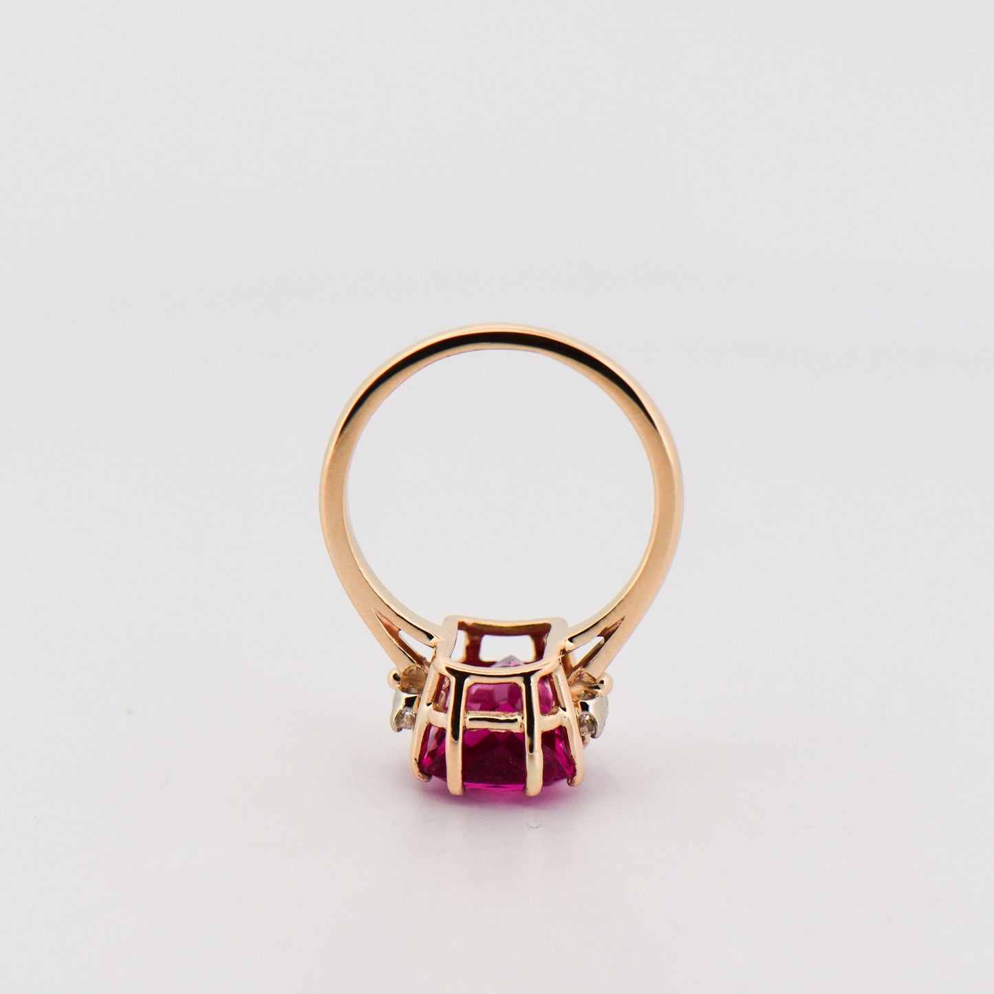 Vintage Hot Pink Tourmaline & Diamond Ring