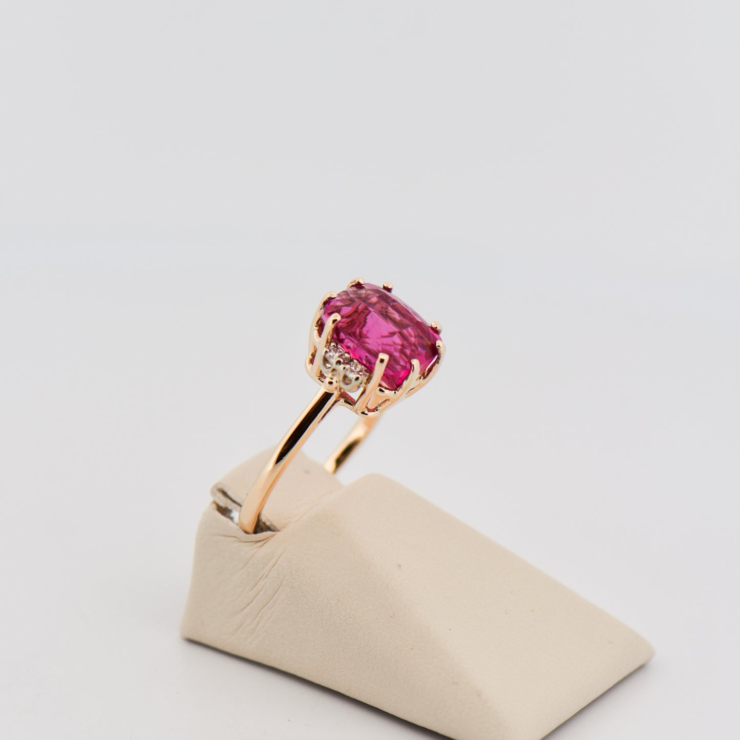 Vintage Hot Pink Tourmaline & Diamond Ring