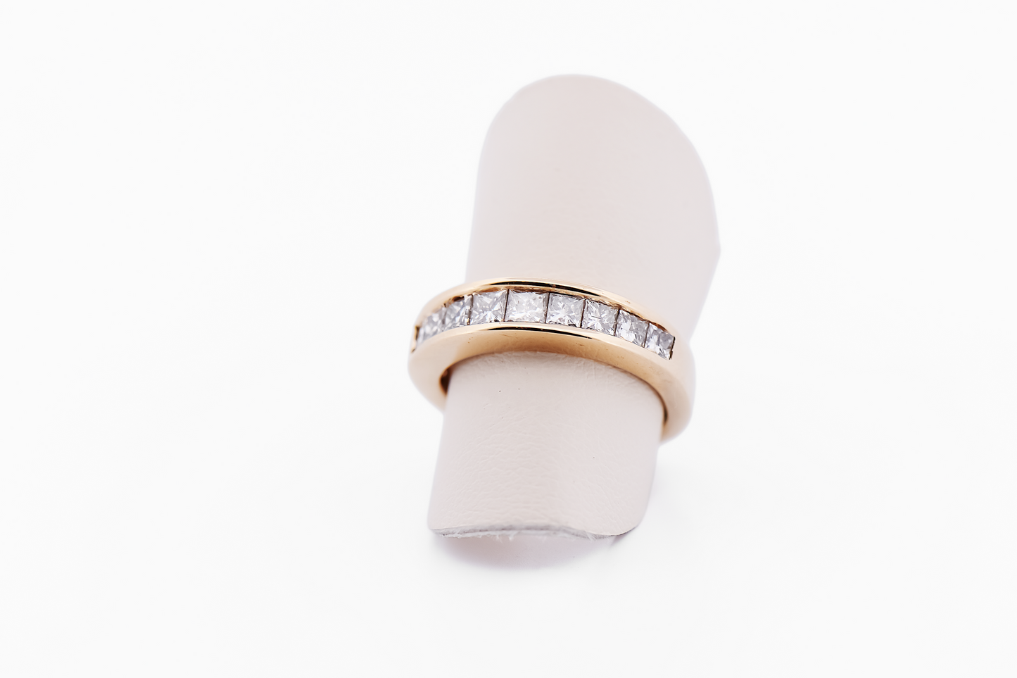Estate Princess Cut Diamond Channel Band Anniversary Ring in Yellow Gold