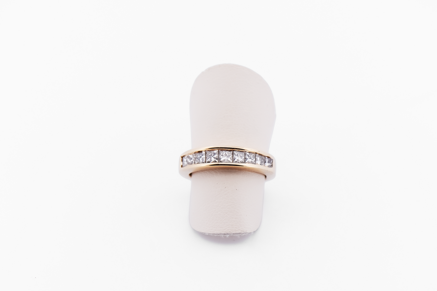 Estate Princess Cut Diamond Channel Band Anniversary Ring in Yellow Gold