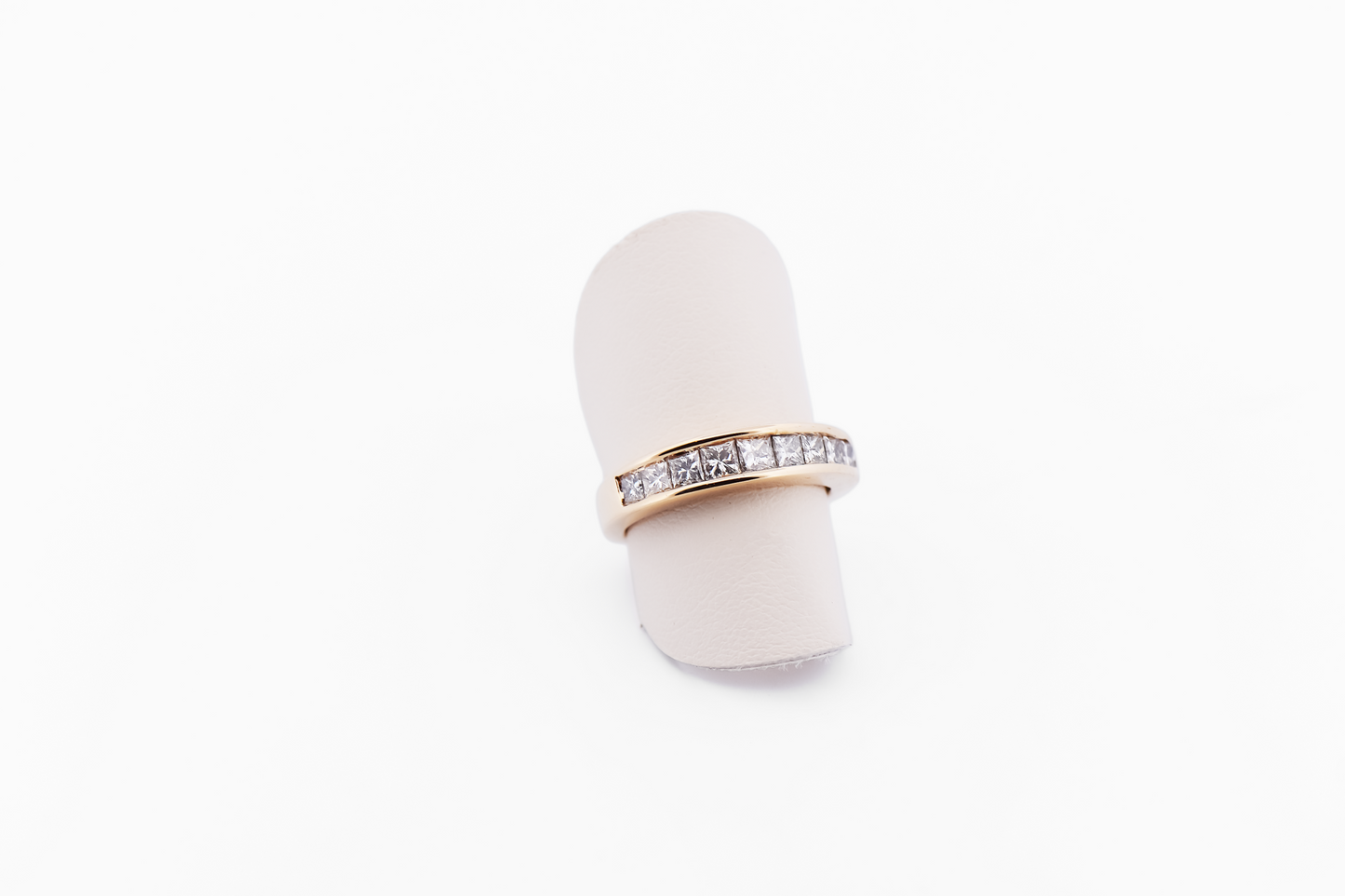 Estate Princess Cut Diamond Channel Band Anniversary Ring in Yellow Gold