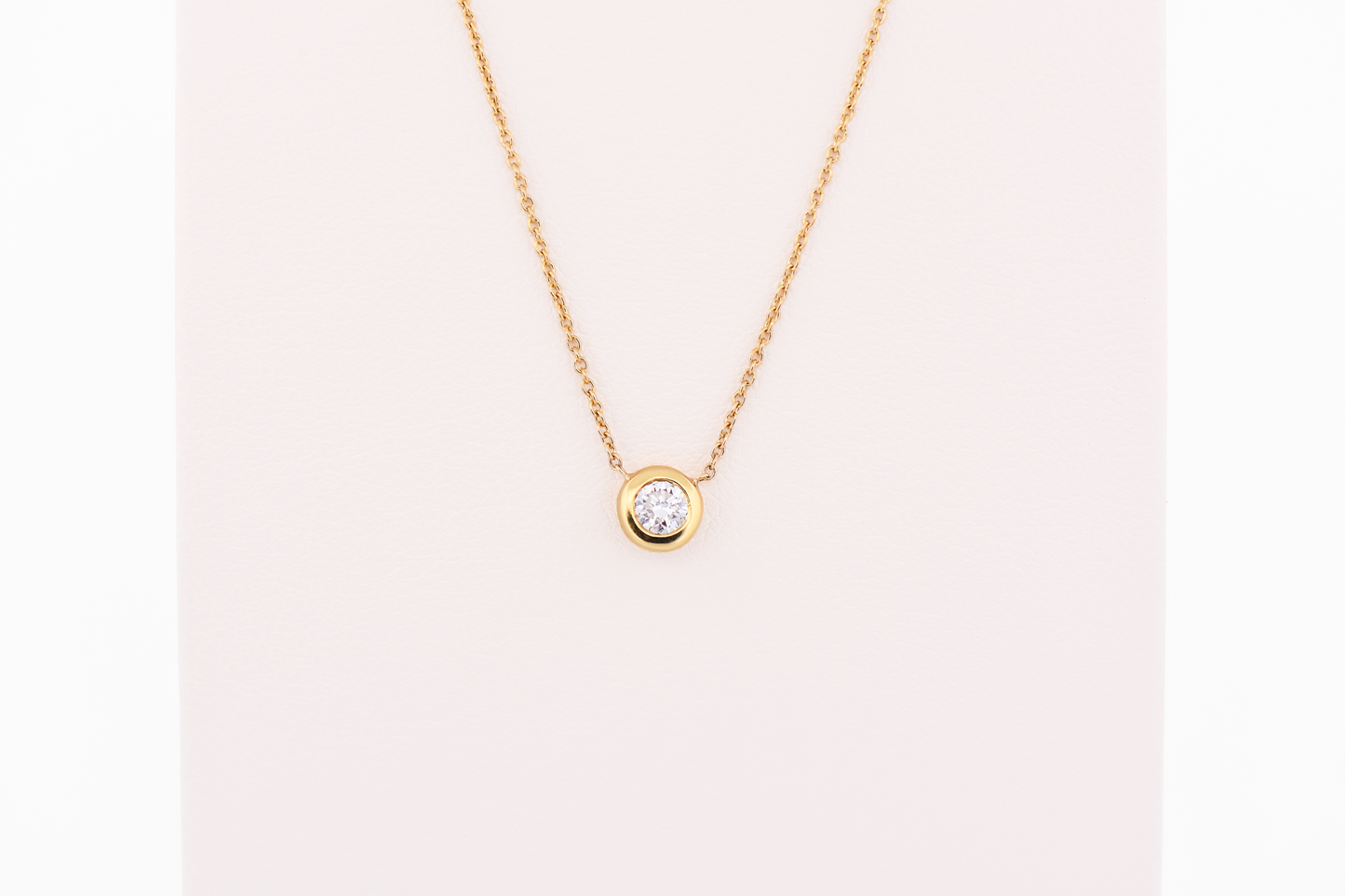 Estate Roberto Coin Bezel-Set Diamond Solitaire Necklace 18k