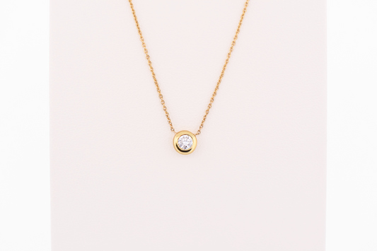 Estate Roberto Coin Bezel-Set Diamond Solitaire Necklace 18k