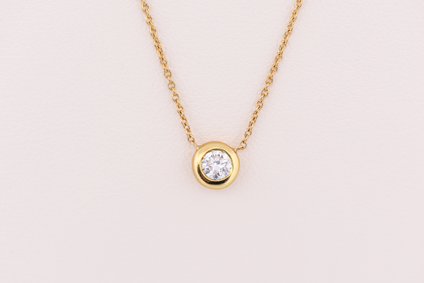 Estate Roberto Coin Bezel-Set Diamond Solitaire Necklace 18k