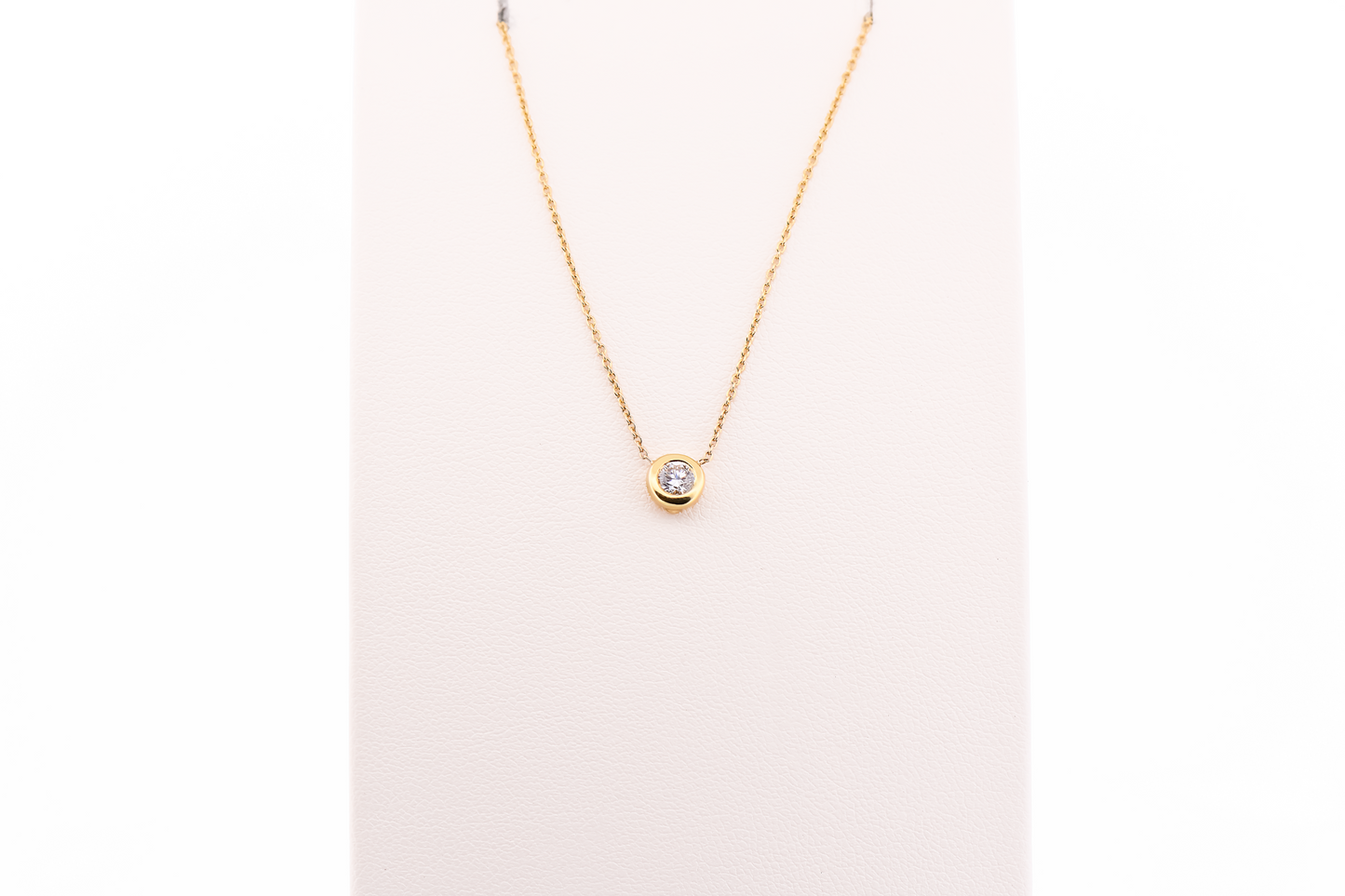 Estate Roberto Coin Bezel-Set Diamond Solitaire Necklace 18k