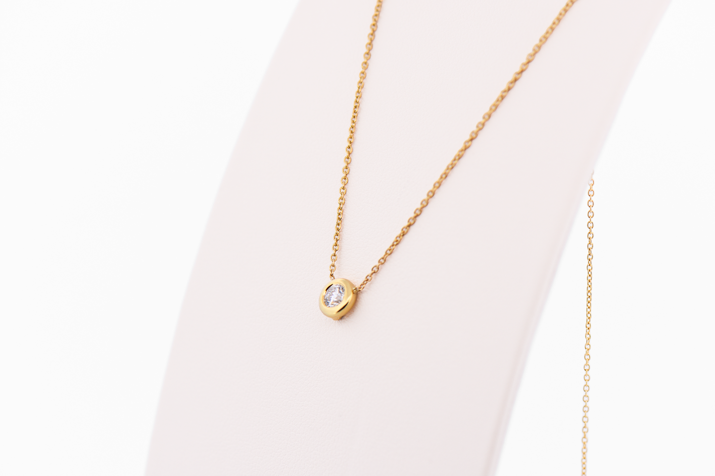 Estate Roberto Coin Bezel-Set Diamond Solitaire Necklace 18k