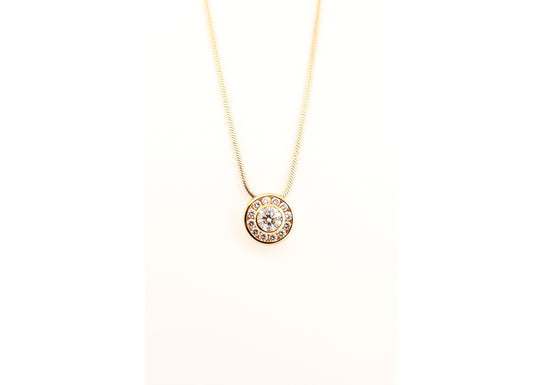 Estate Round Bezel-Set Diamond Slide Pendant in 18k Yellow Gold