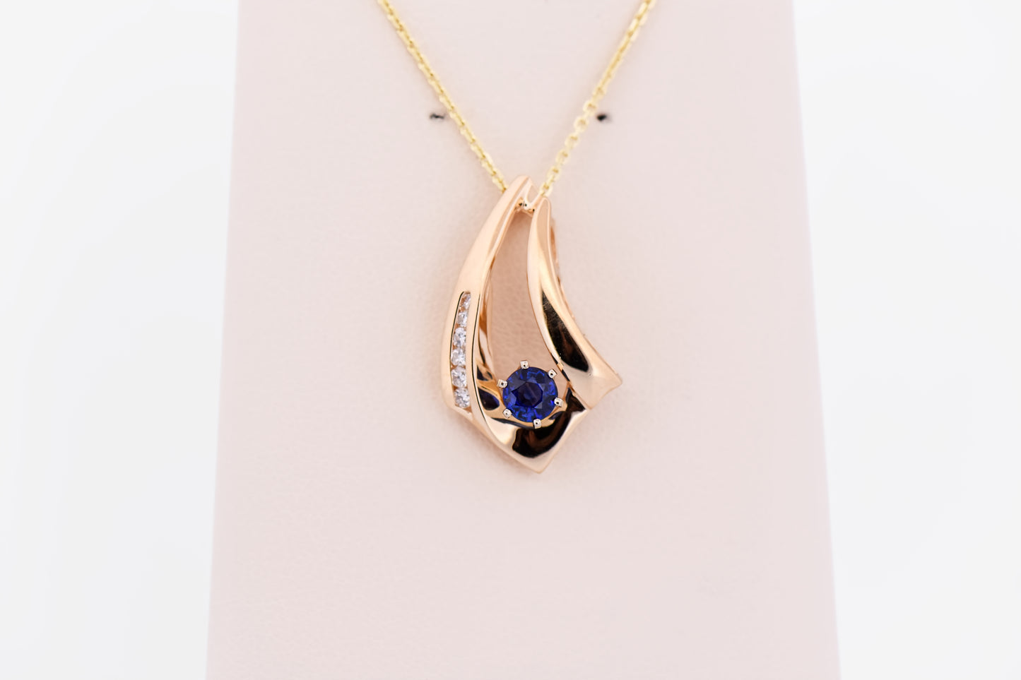 Estate Royal Blue Sapphire & Diamond Slide Pendant