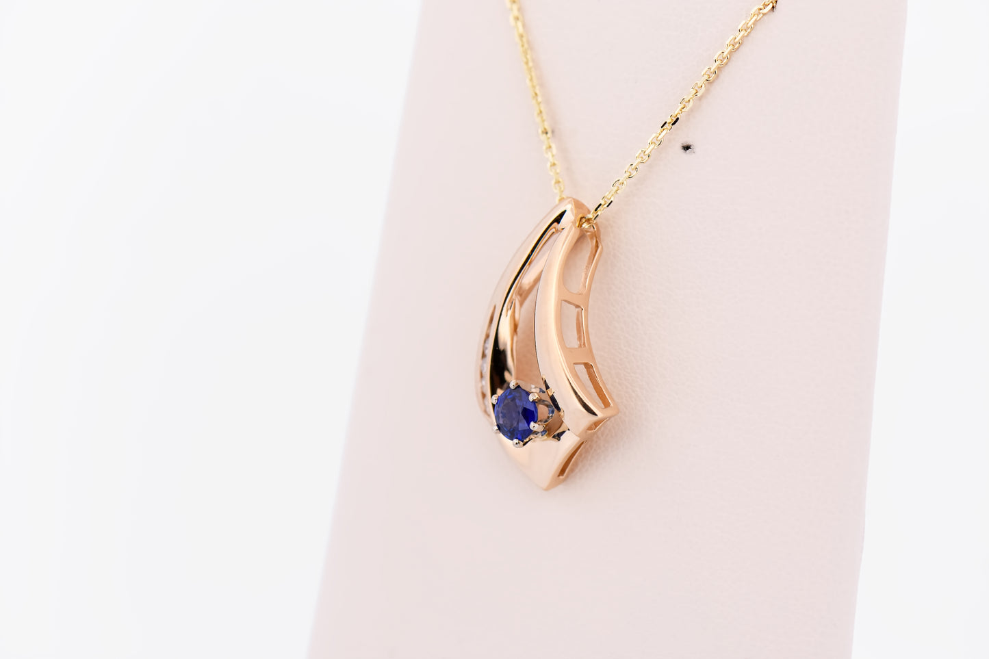 Estate Royal Blue Sapphire & Diamond Slide Pendant