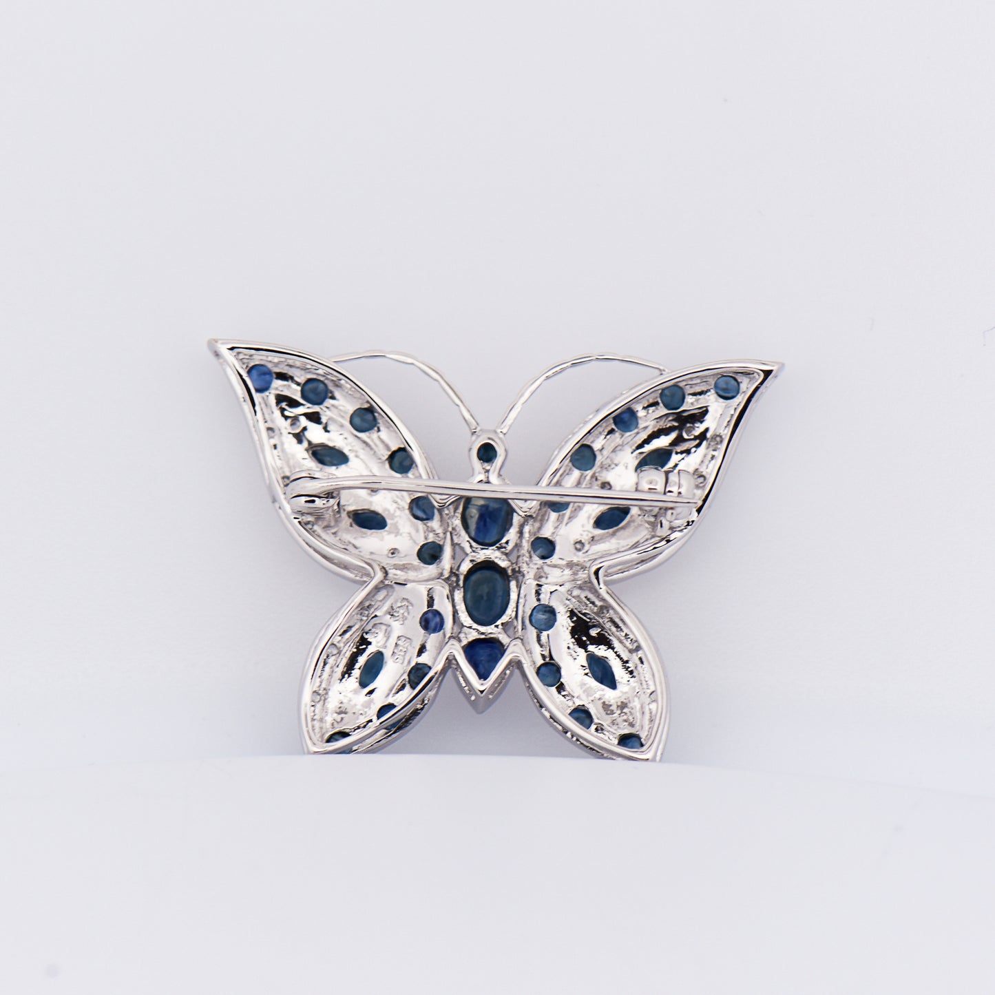 Vintage Blue Sapphire & Diamond Butterfly Pendant Brooch Combo
