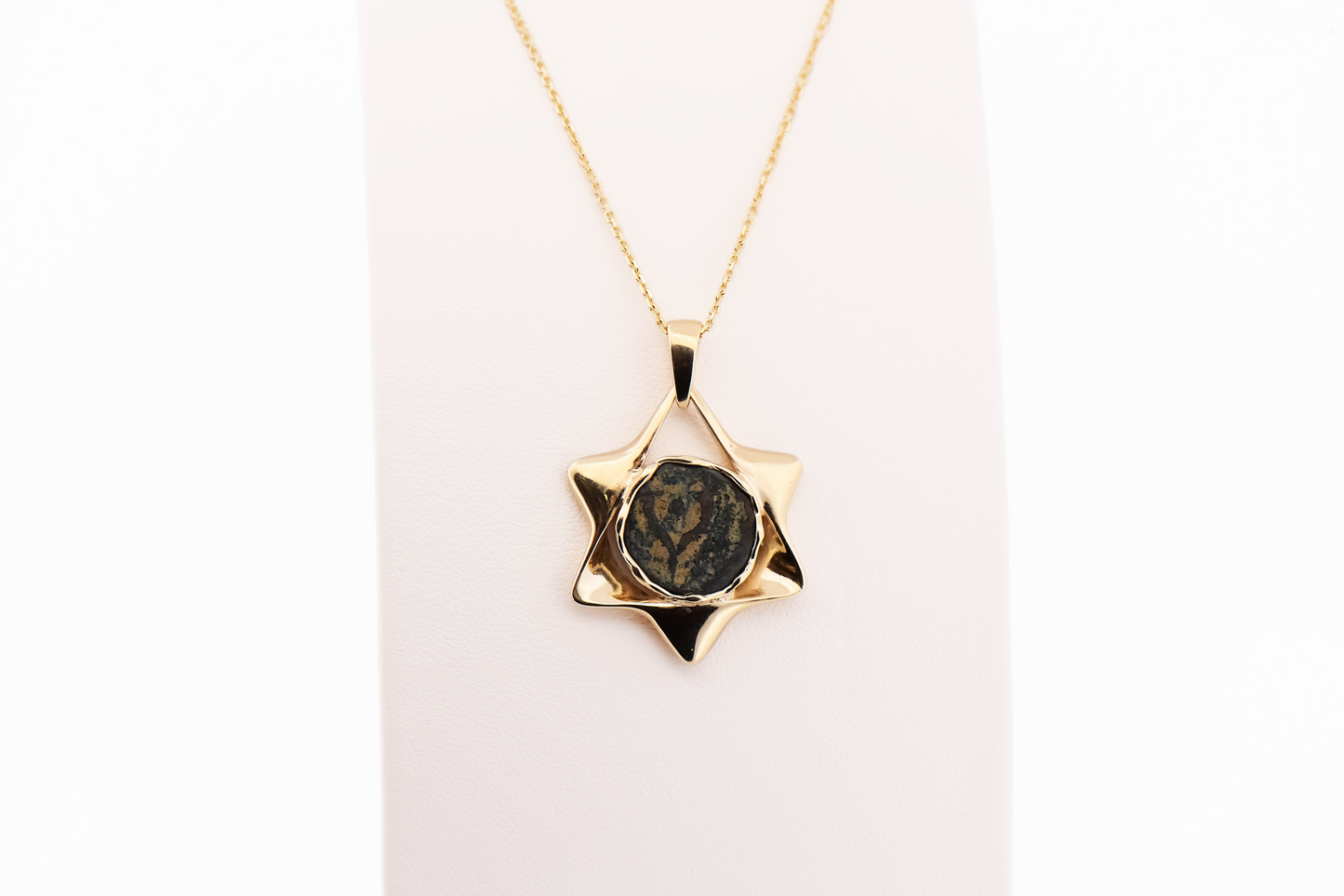 Estate Star of David Pendant Set with Ancient Widow's Mite Coin
