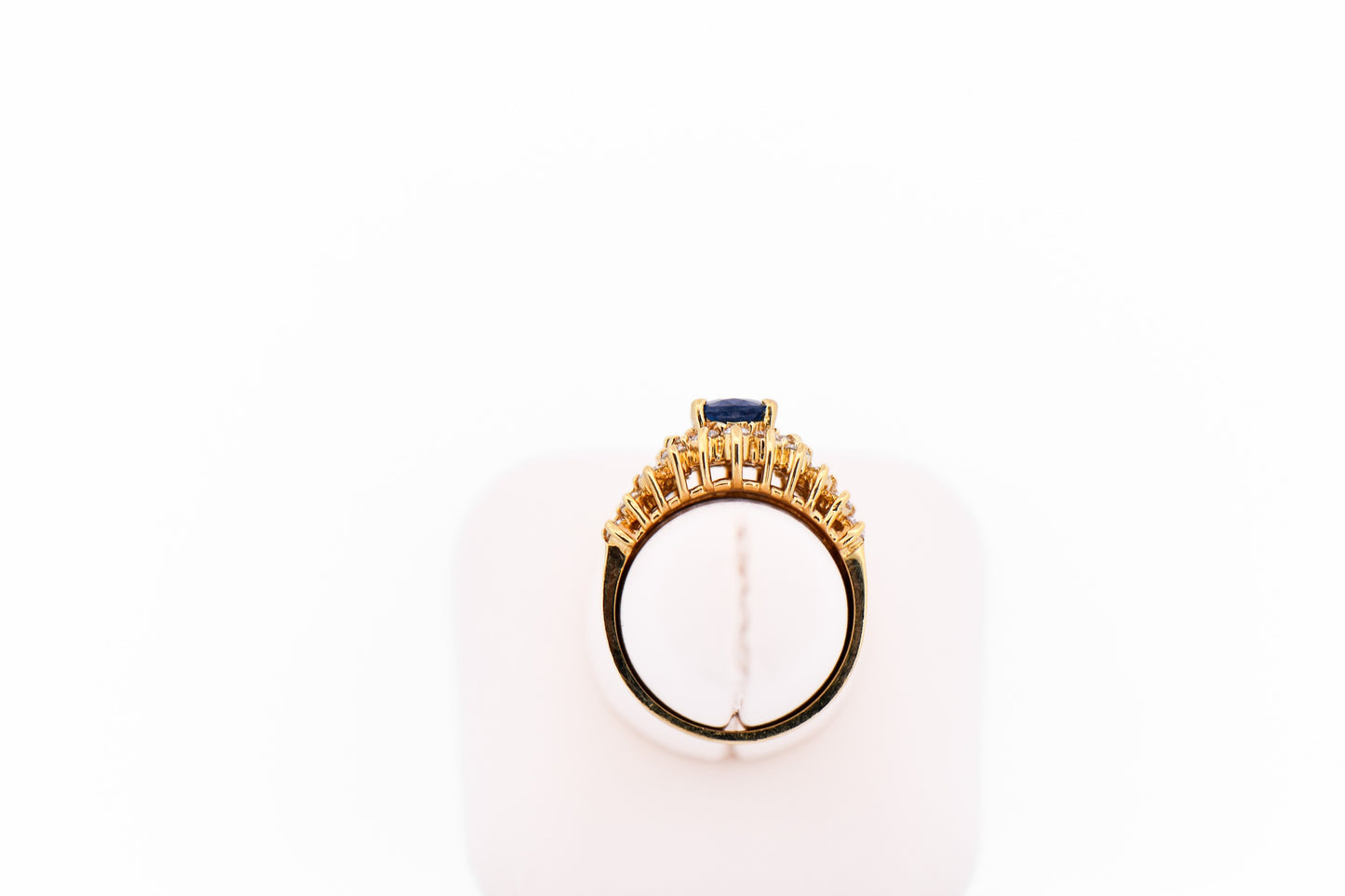 Estate Thai Sapphire & Diamond Ring in Wide 18k Gold Mounting