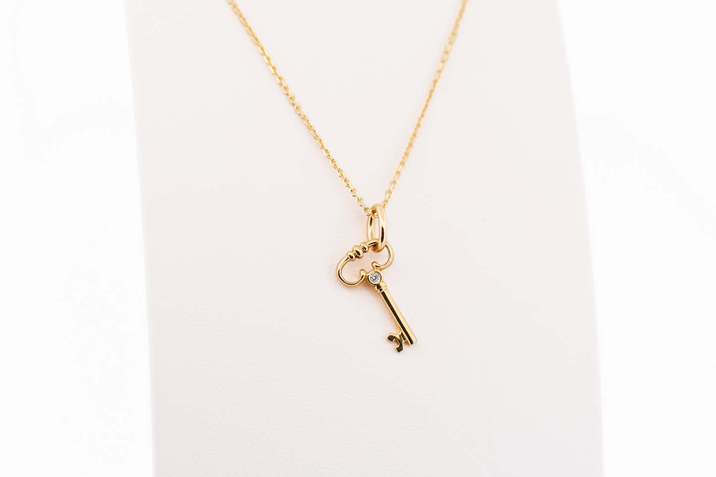 Estate Tiffany & Co 18k Yellow Gold Key Necklace with Diamond Accent