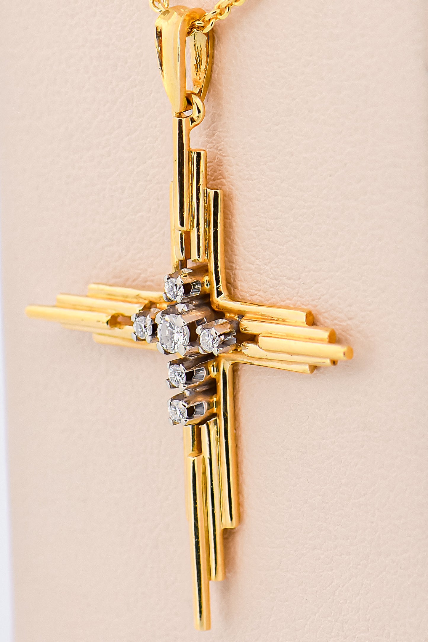 Estate Unisex Diamond Cross Pendant in 18k Gold