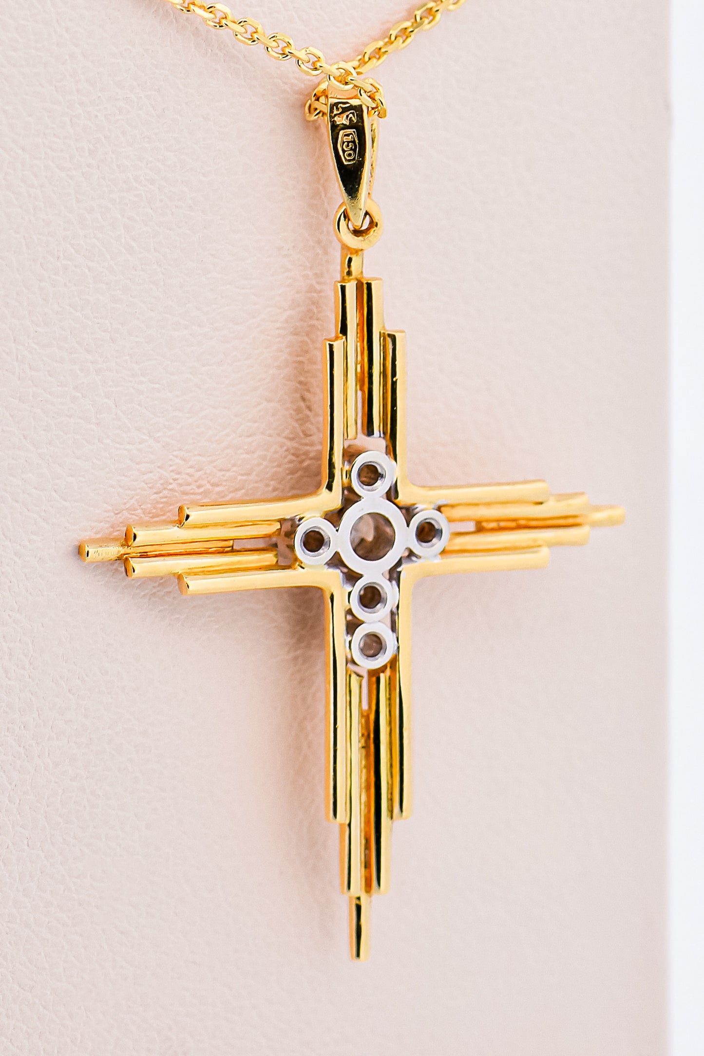 Estate Unisex Diamond Cross Pendant in 18k Gold
