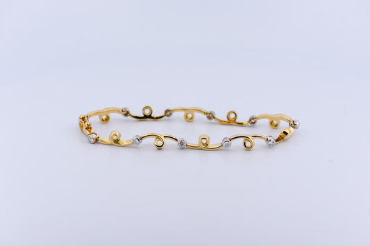 Estate Whimsical 18k Gold Bezel-Set Diamond Twist Link Bracelet - 7.5 inch